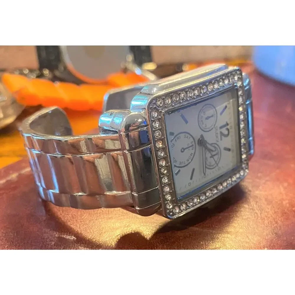 Women's 2mm Silver tone Studio Time Watch, Crystal Accents